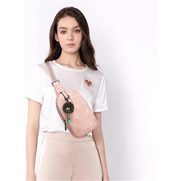 Sling Bag Leather Chest Bag Pink - Picture 2 of 6